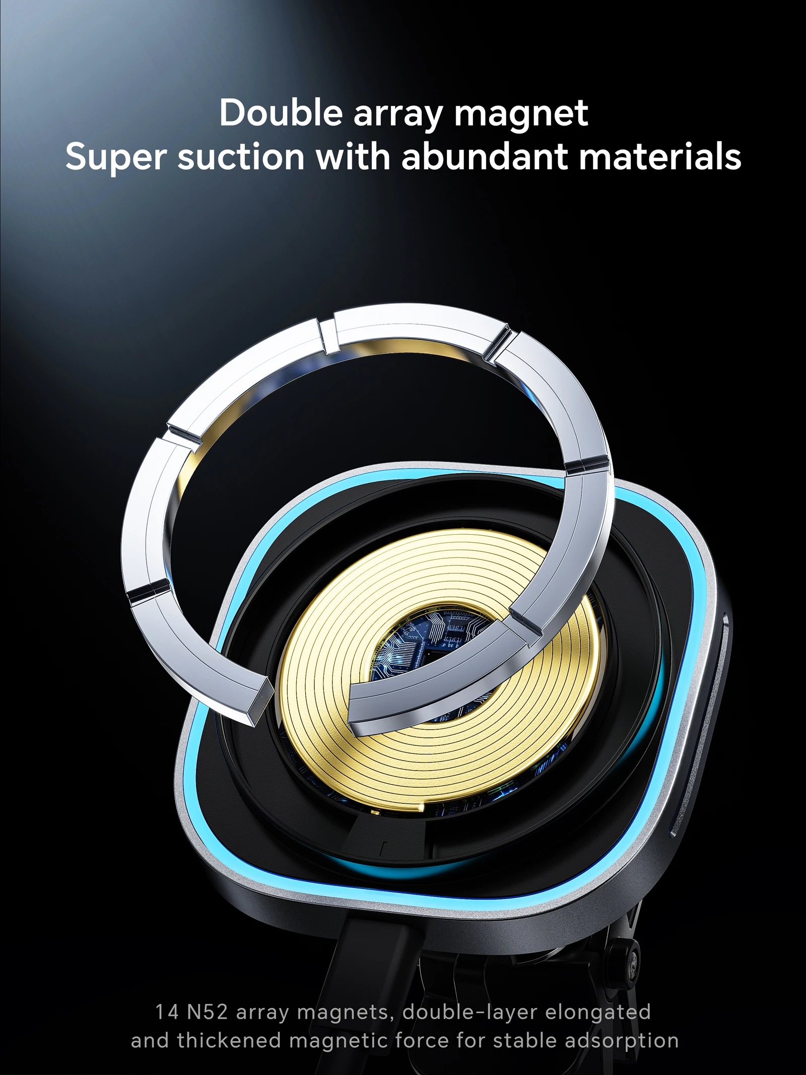 15w Magnetic Wireless Charger Car  Mount Strong Magnetic Fast Charging Car Phone Holder Magnetic Wireless Car Charger