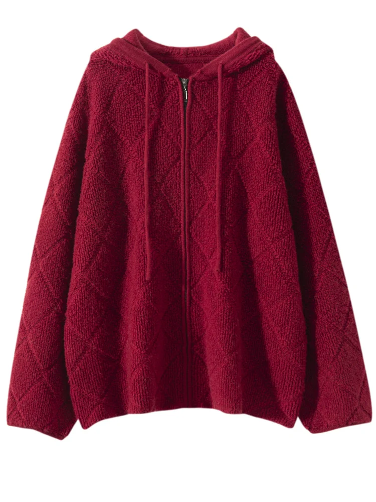 Aliselect Otoño Invierno mujer suéter con capucha de Cachemira 100% prendas de punto de Cachemira Casual Color sólido Jersey Popular Coreano