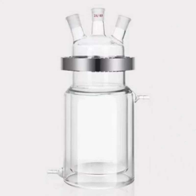 SYNTHWARE Split type flat bottomed three-necked jacket reaction bottle, Oblique, Joint 24/40, Borosilicate Glass, N52