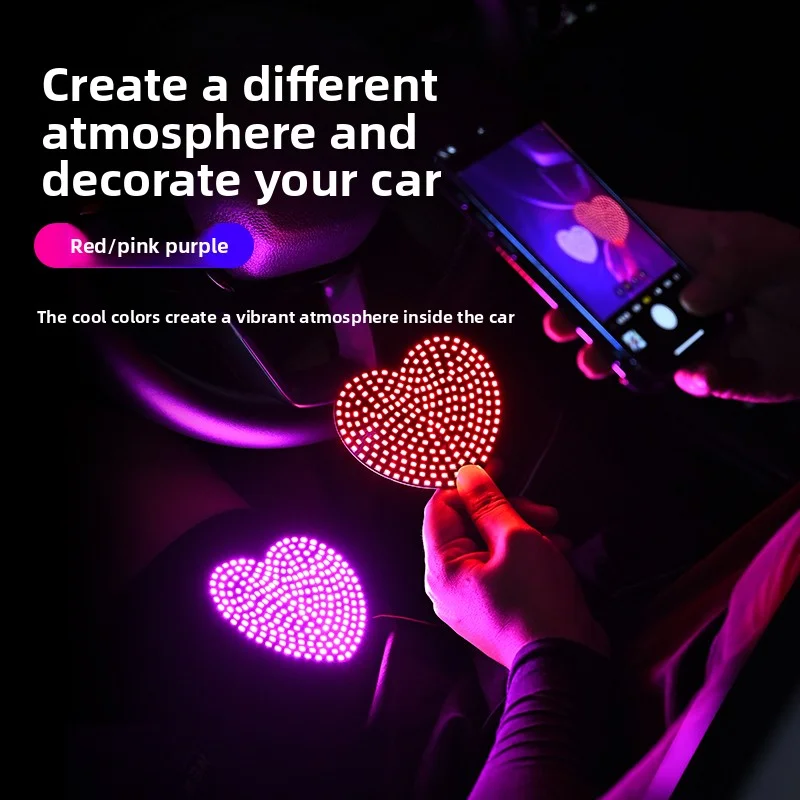 Heartbroken LED Car Window Atmosphere Light USB Glowing Heart Ambient Mood Light Interior Decoration Neon Lamp 10 Flashing Modes