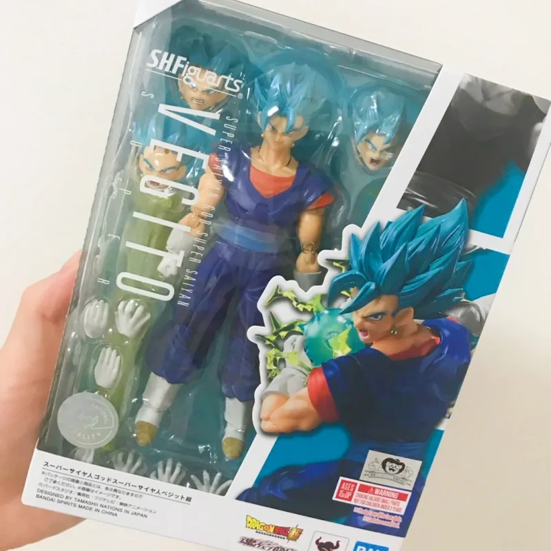 Original Bandai S.H.Figuarts Dragon Ball Super Saiyan God Super Saiyan Vegito Anime Figure Collection Model Toy Christmas Gifts