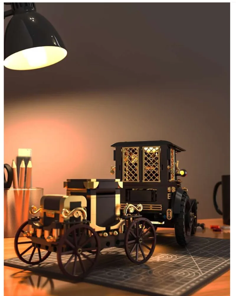 Creative 1331Pcs Vintage Mechanical Steam Car Building Blocks City Retro Steam Punk Vehicle Desktop Decoration Bricks Toys Gift view 4