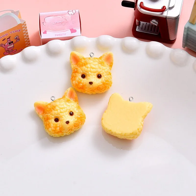 10Pcs Cartoon Biscuits Dog Resin Materials Cute DIY Earrings Necklace Jewelry Pendants Making Children Art Hook Craft Supplies