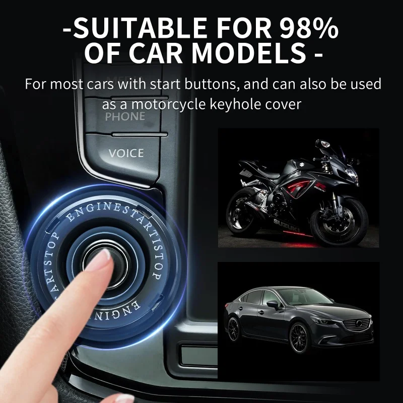 Car Onekey Start Stop Button Cover Car Interior Decor Engine Ignition Start Switch Protective Cover Motorcycle Start Ring