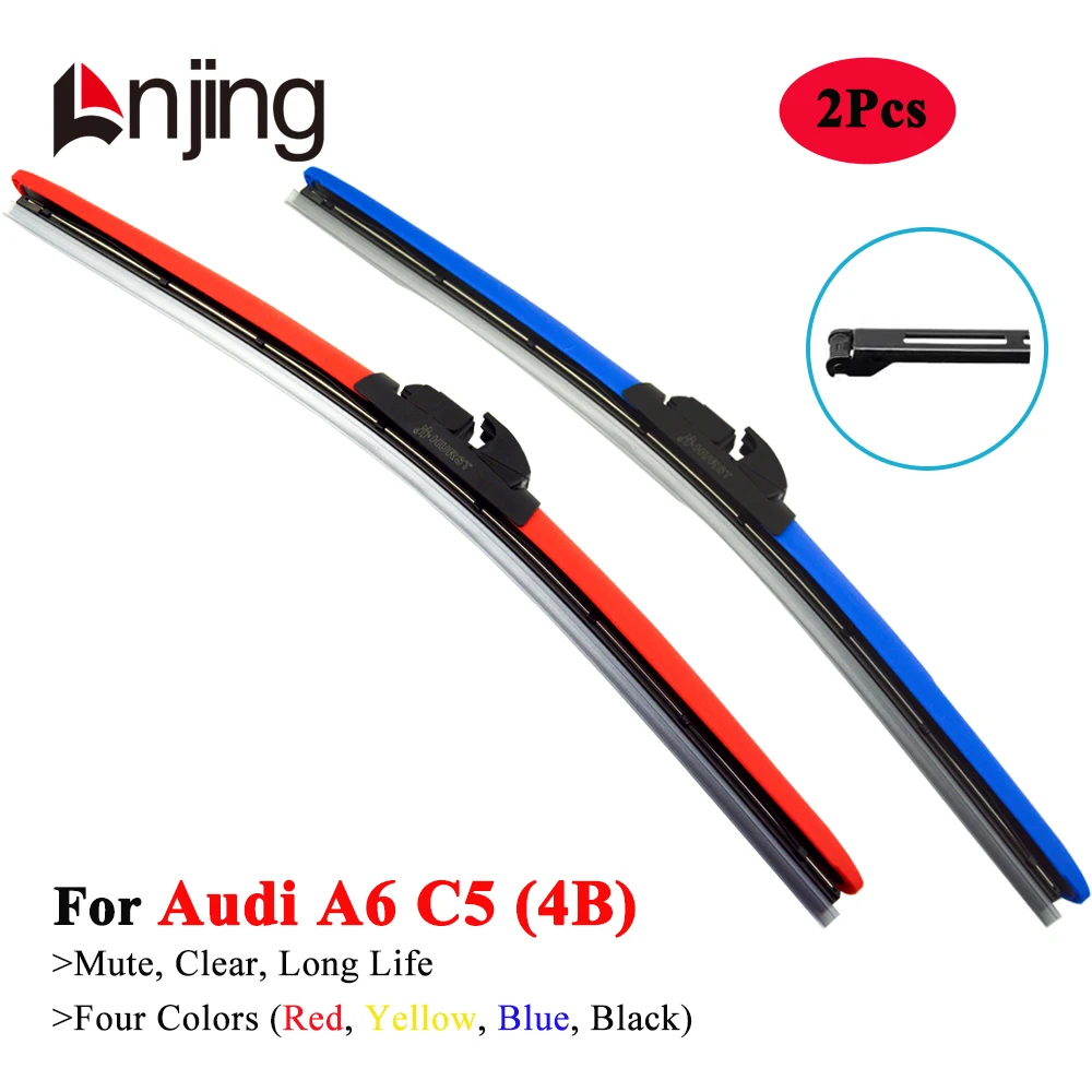 LNJING Colorful Wiper Blades For Audi A6 S6 RS6 C5 4B 1997 1998 1999 2000 2001 2002 2003 2004 2005 Car Front Windshield Brushes