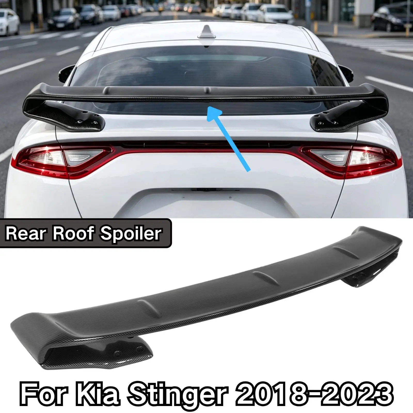 A Rear Roof Spoiler For Kia Stinger 2018-2023 EPR Style Glossy Black Car Accessories Carbon Fiber Painted Wing ABS Plastic