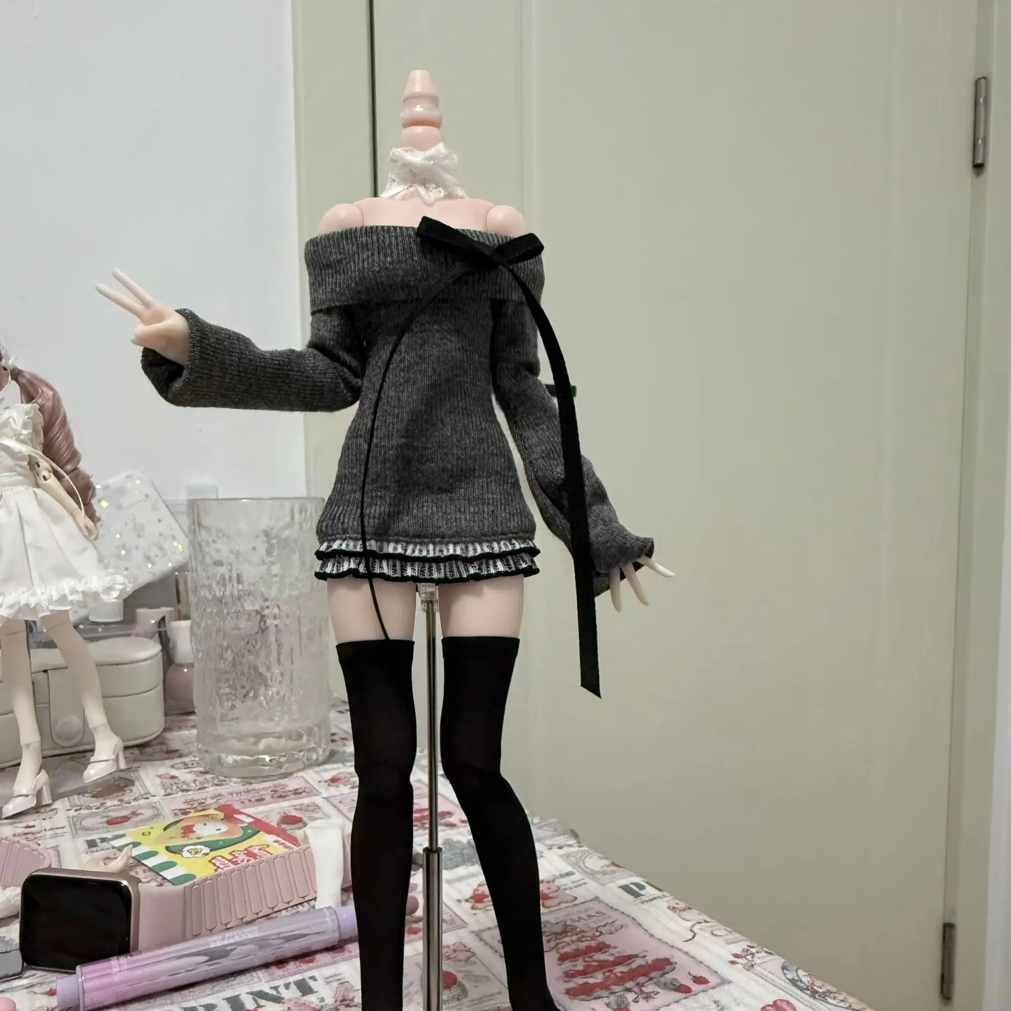 For Azone Cute Off Shoulder Dress For Boxed Furry Monster High G3 1/6 BJD Ob22 OB24 Doll Clothes Dress Up Accessories Gift
