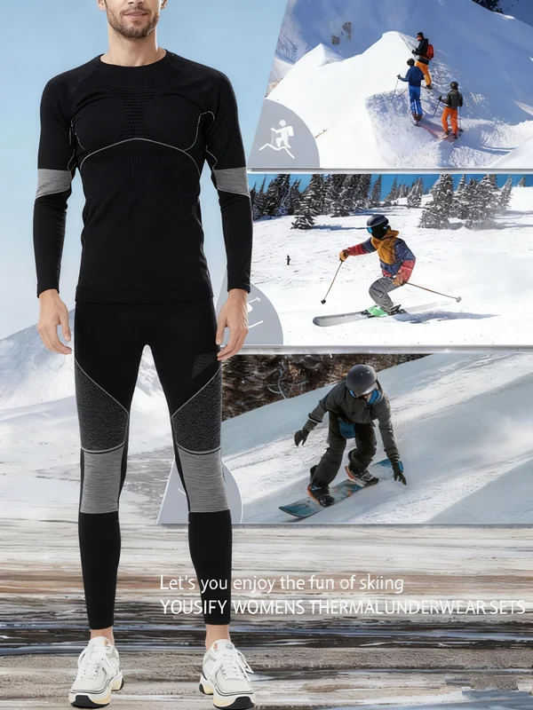 Intimo termico da uomo Set top e fondo a maniche lunghe con strato base e mutandoni lunghi