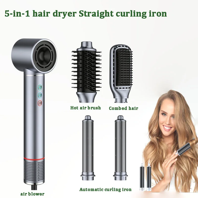5 في 1 عالية السرعة الهواء الساخن فرشاة مجفف الشعر الأيونية مجفف للنفخ للتصفيف وتجعيد مجفف للنفخ تصفيف أداة مشط كهربائي
