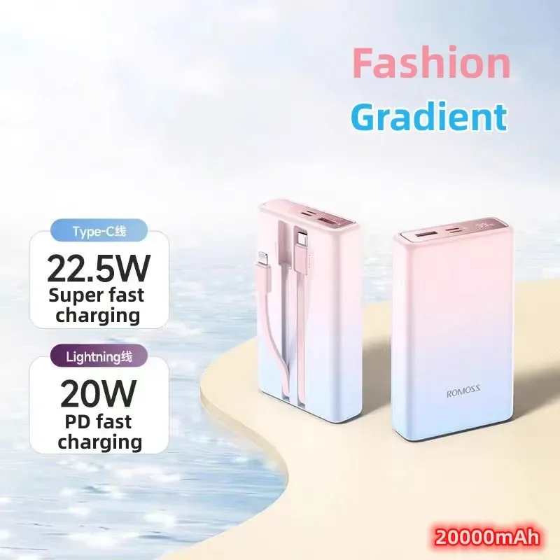 

100%original 20000mAh for ROMOSS 22.5W Super Fast Charging Portable Power Source Fashion Gradient High-capacity Power Bank