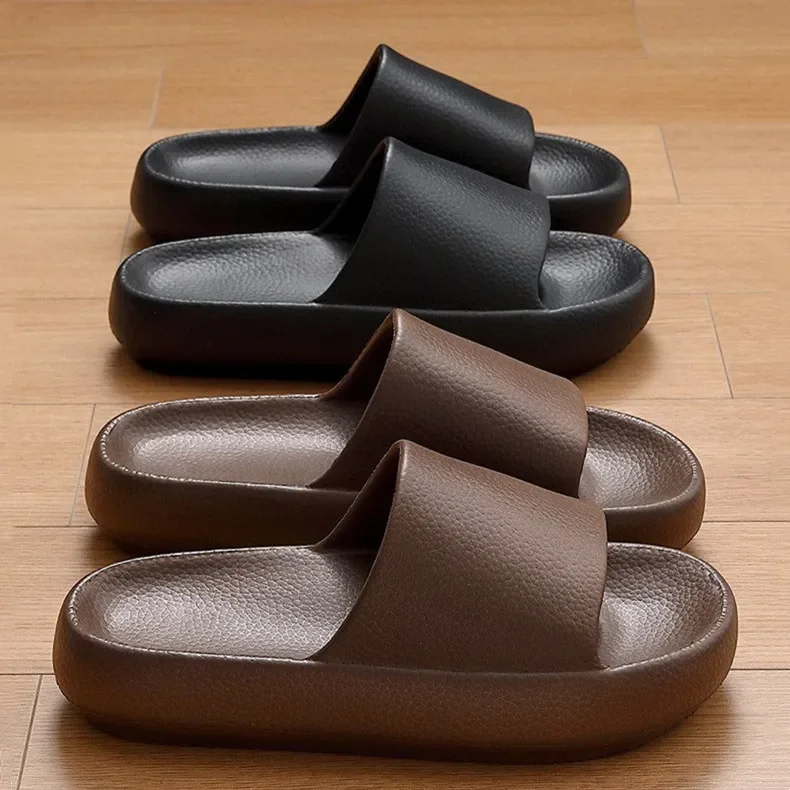 Zapatillas de baño para hombre, chanclas suaves de suela gruesa de EVA, zapatos de ducha con plataforma para el hogar, sandalias de verano para mujer, zapatos planos informales antideslizantes para exteriores