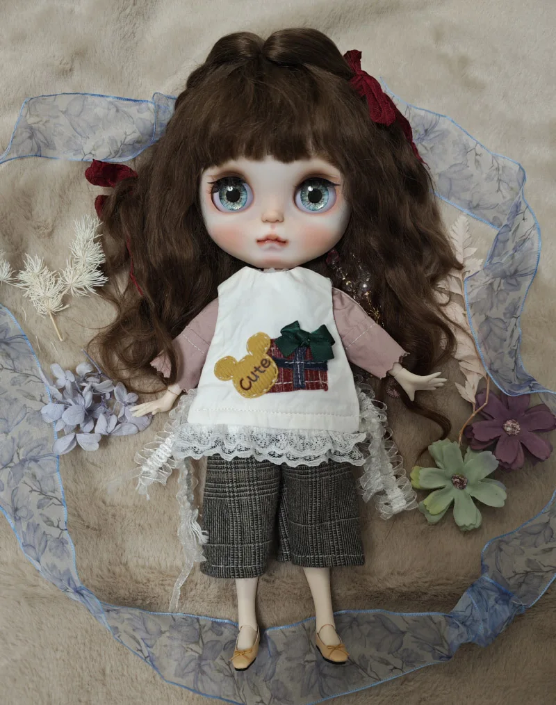 

Lowest promotional price Forest style 3pcs 2024 Blythe Top/Pants/Vest 1/6 30cm(Fit for Pullip,Ob22/24/26, Licca)