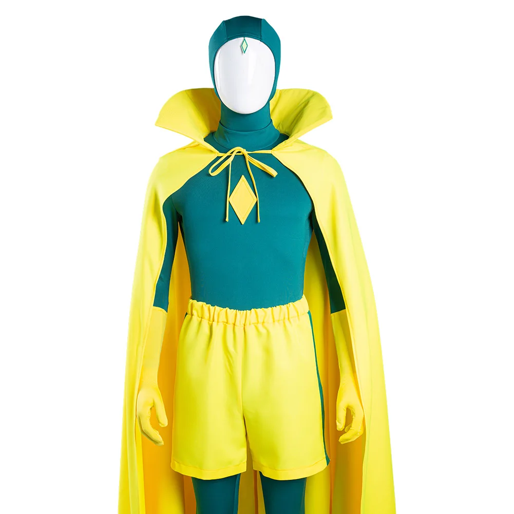Wanda Vision Vision Cosplay Fantasia Costume Disguise for Adult Men Jumpsuit Cloak Role Play Outfits Halloween Carnival Clothes