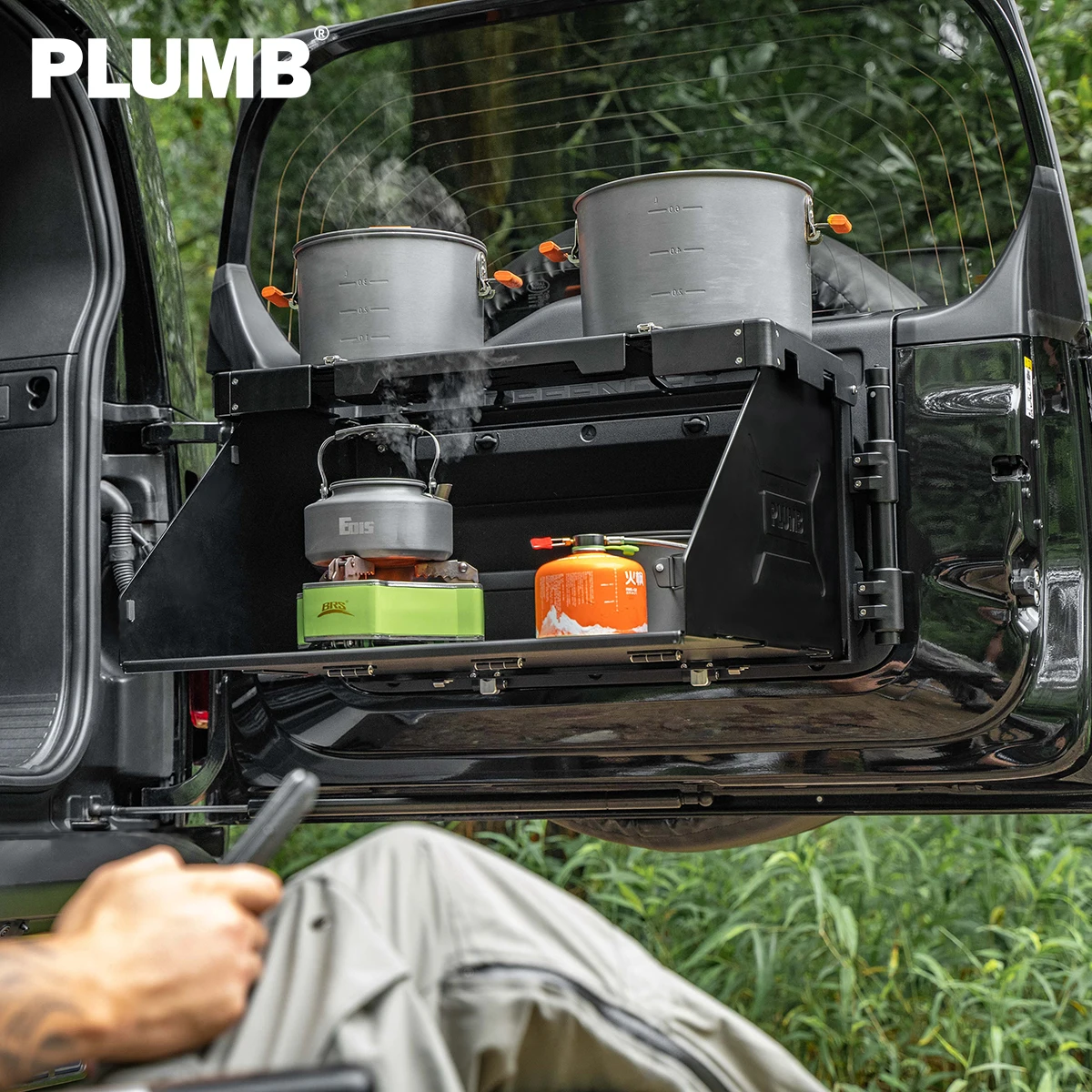 PLUMB Foldable Tailgate Table Shelf - Aluminum Alloy Tailgate Extension Platform for Land Rover Defender 90/110/130