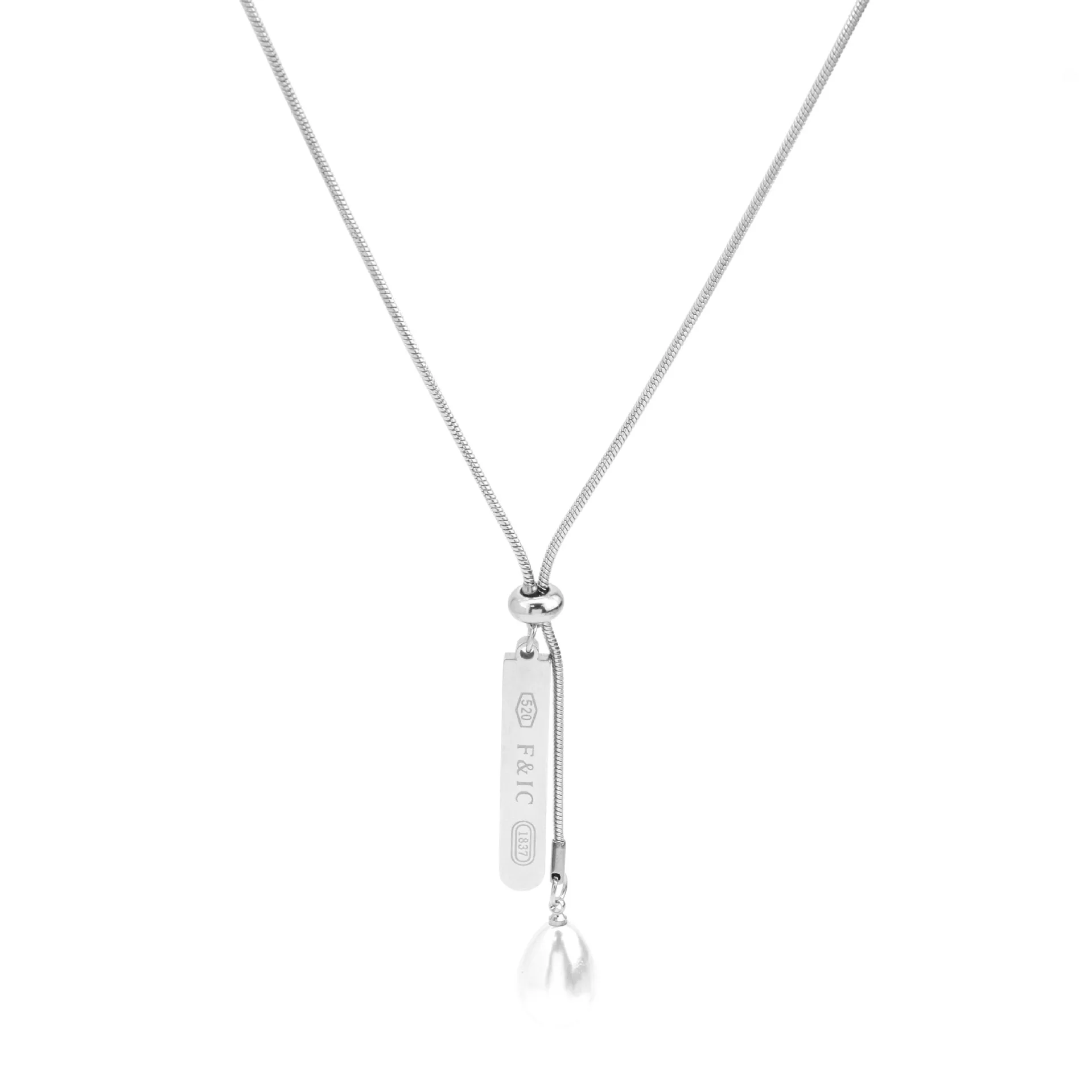 New high-end women's pearl necklace - stylish design, adjustable, lightweight luxury, multifunctional rectangular pendant