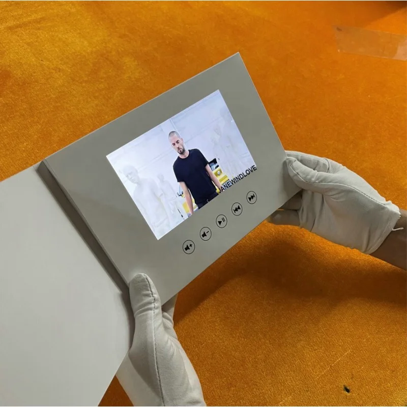 Folleto de vídeo personalizado listo para enviar, folleto de vídeo casero de alta calidad, tarjeta de felicitación lcd ips de 6 pulgadas, reproductor de vídeo digital