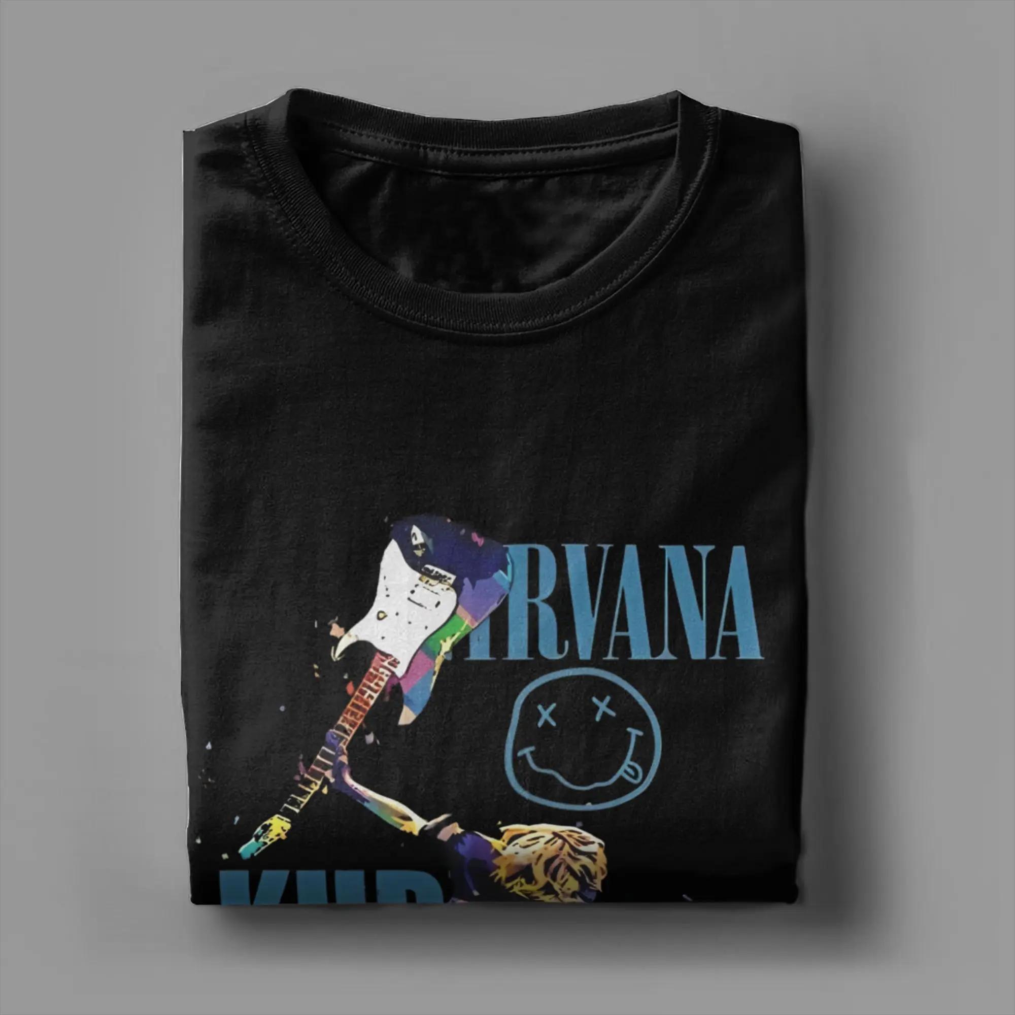 تي شيرت Rock-Nirvanas Kurt Cobain للرجال والنساء ملابس قطنية مضحكة برقبة دائرية وأكمام قصيرة