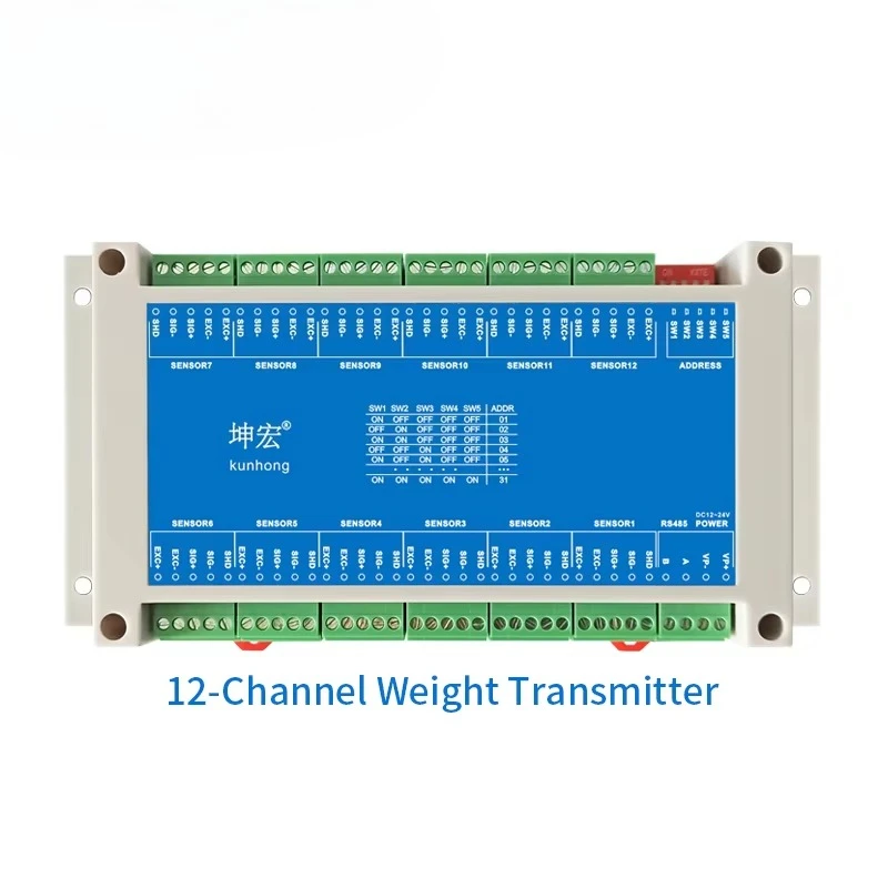 Multi-Channel Weight Pressure Transmitter 12 Channels Multi-channel Signal Collector RS485 Communication Module C  le