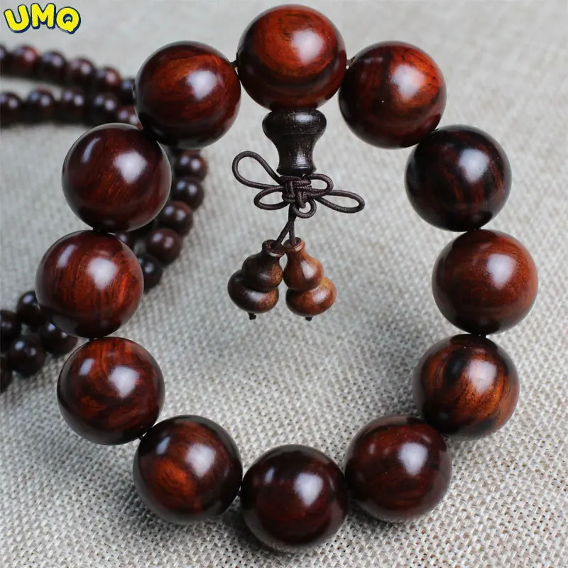 

Mahogany Laos Mahogany Bracelet 20mm Log 108 Buddhist Beads Bracelet Men and Women's Lovers Jewelry Amulet