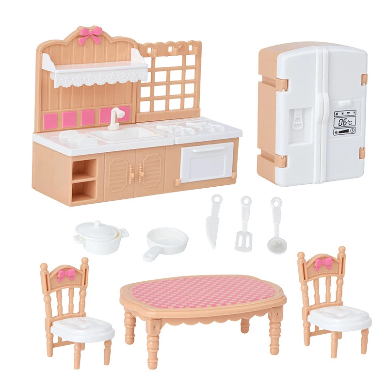 Miniature Dollhouse Bedroom Living Room Kitchen And Bathroom Furniture Set Doll Accessories For Doll House Accessories Gift