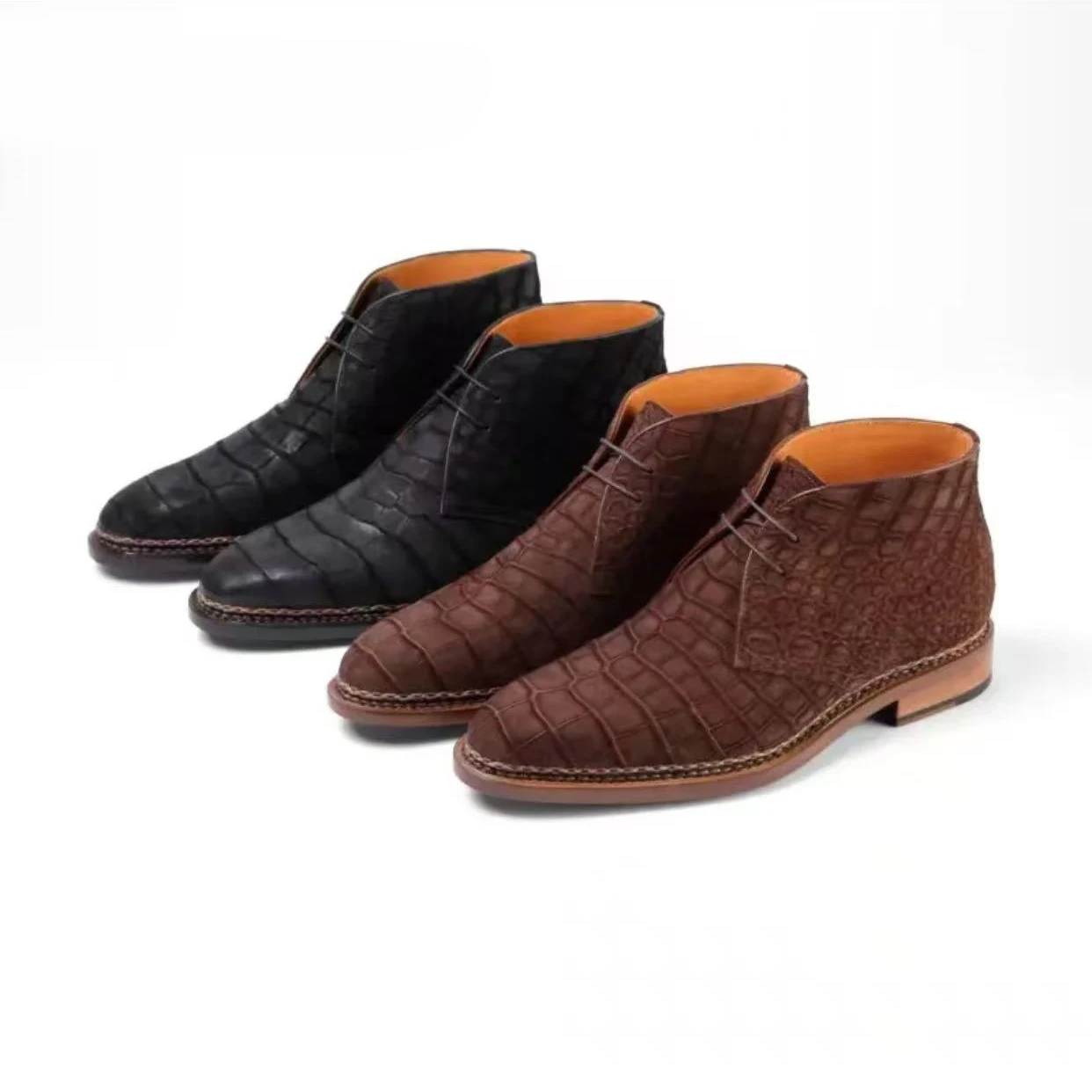 Chue neue Herrenschuhe, formelle Herrenschuhe, Hochzeits-, Business- und Büroschuhe, Stiefel für Herren, matte Krokodilschuhsohle. – Detail 14