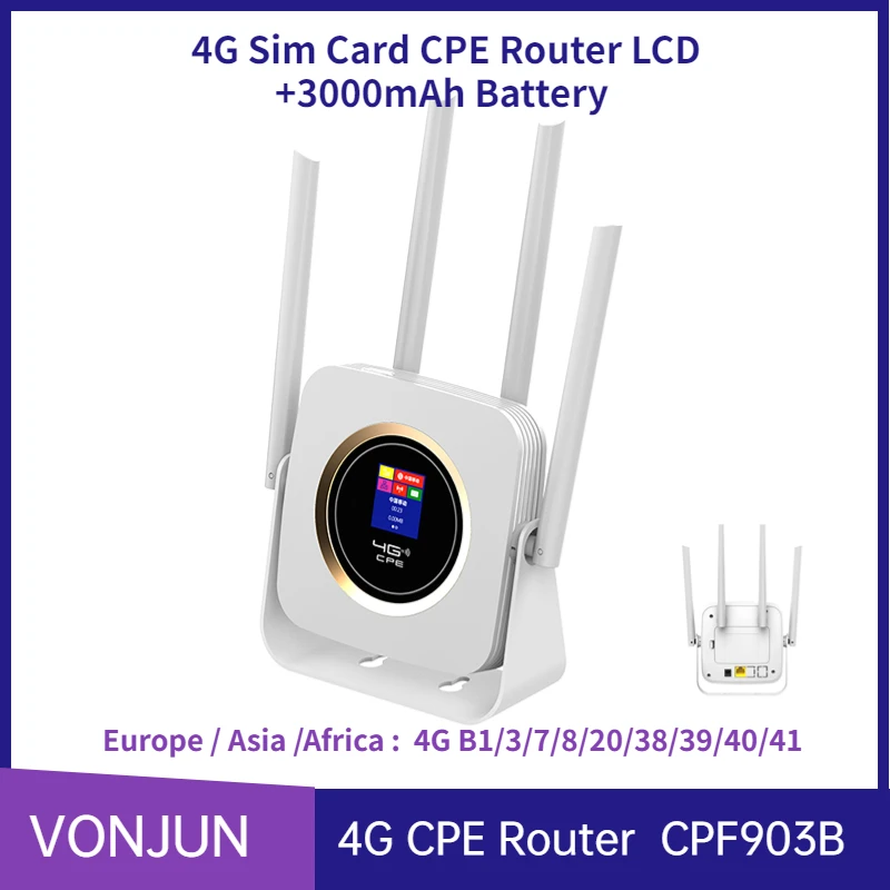 

CPF903B LTE CPE Router 4G Sim Card Hotspot 3000mAh Battery Pocket Wifi With RJ45 LAN WAN Four High-Gain Antennas