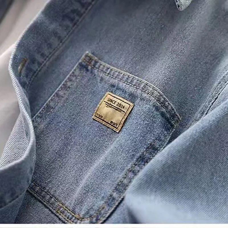Spring Autumn Windproof Boys Denim Jacket Age 2-12 Outdoor Coat Notched Collar Single Button Long Sleeve Pockets Stylish ‌