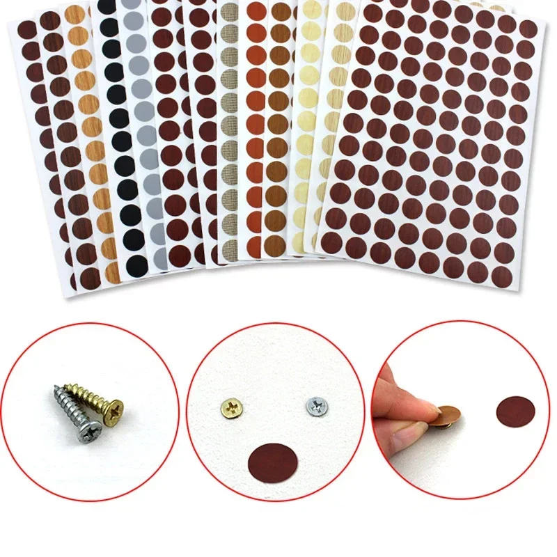 96Pcs 15mm Wooden Furniture Self Adhesive Screw Cap Cover Hole Stickers Wood Craft Desk Cabinet Drawer Art Sticker Ornament