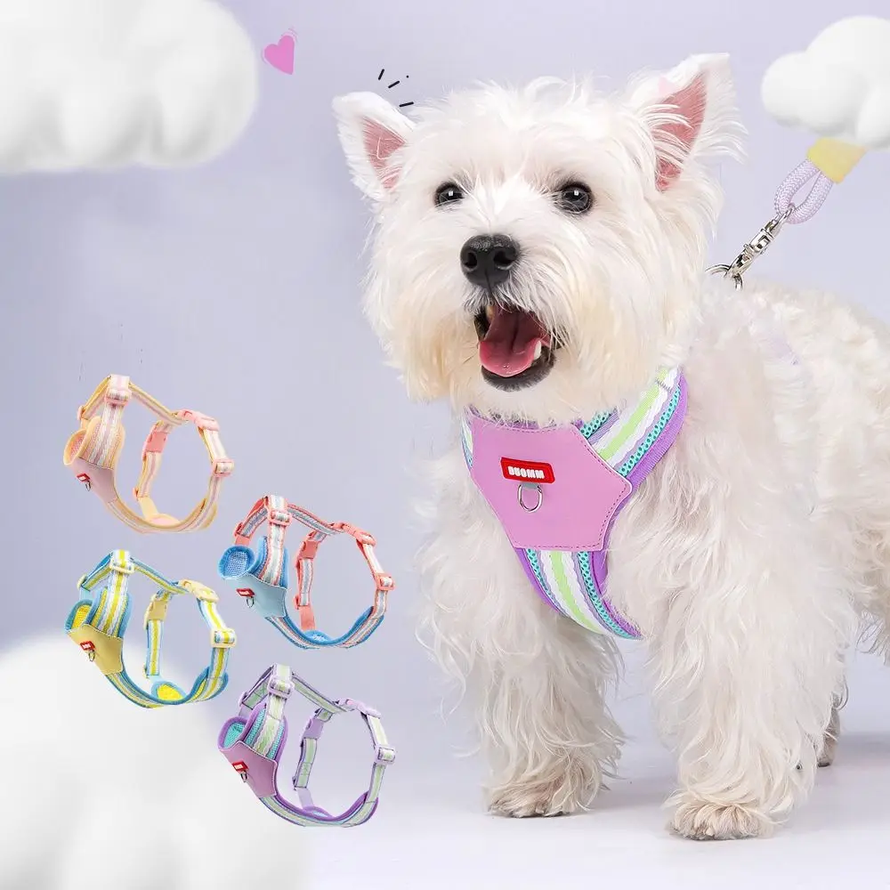 

Adjustable Dog Harness and Leash Set Padded Soft Mesh Cat Jacket Harness Multi-color with Traction Rope Dog Collars Leash Set