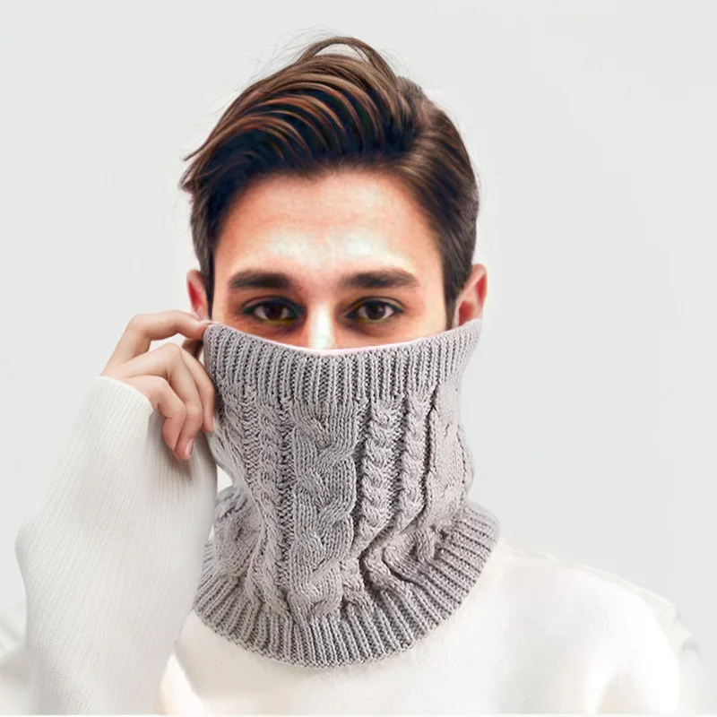 New Fashion Unisex Winter Autumn Warm Ring Women Knitted Scarf Bandana Solid Scarf Fleece Men Headband Neck Scarf Shawl