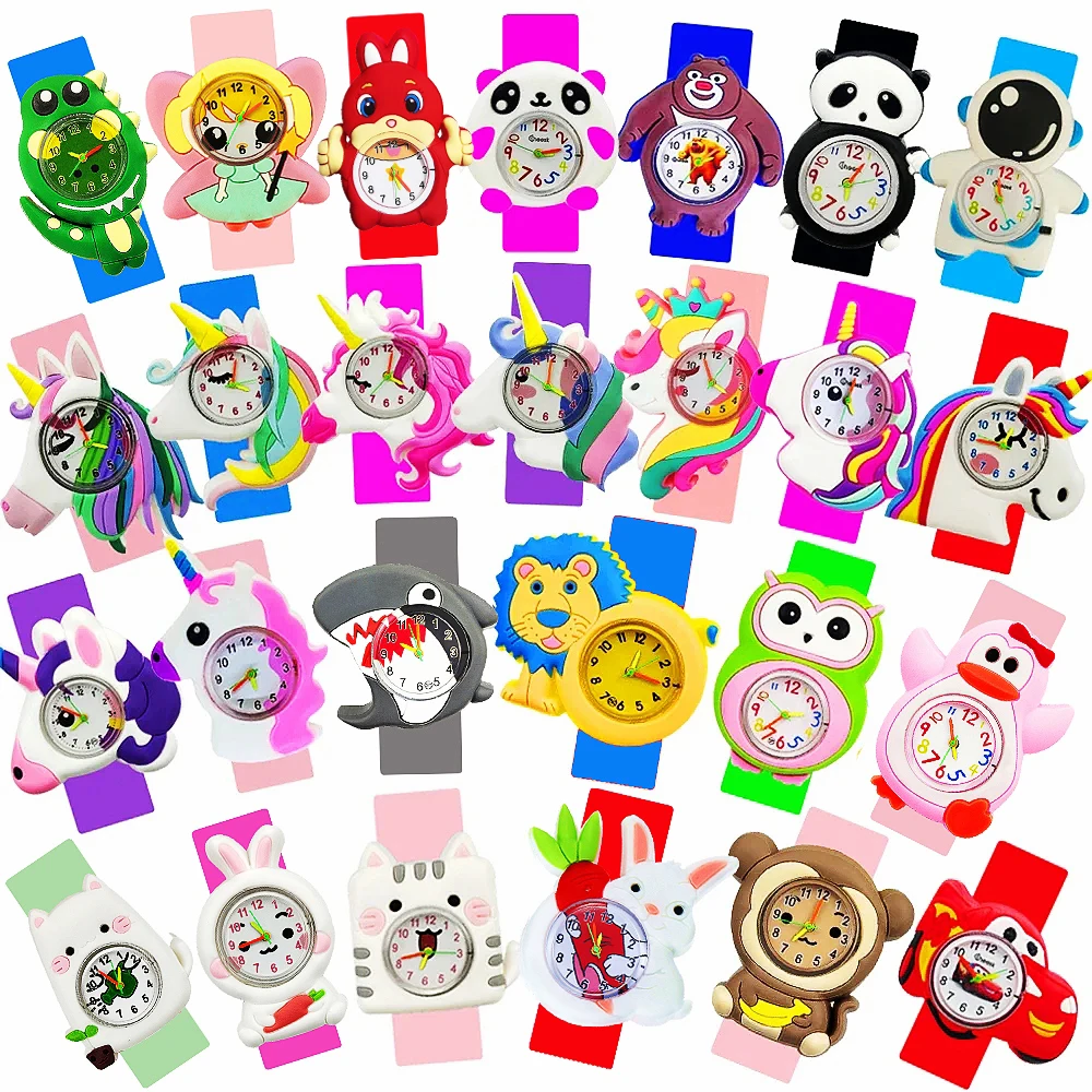 2025 New Children Cartoon Watches Cute Monkey Panda Toy Kids Slap Watches Baby Unicorn Watch Boy Girl Birthday Gift Clock