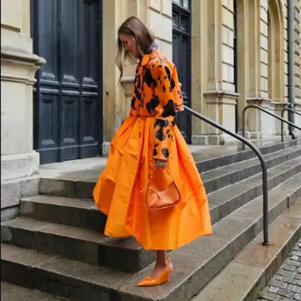 

Autuam Orange Women Skirts Halloween And Christmas Women Birthday Skirt A Line High Waist Ankle Length Maxi Skirt Without Top