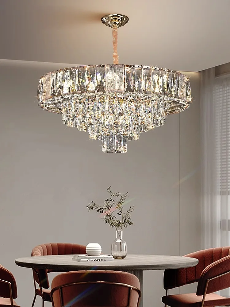 Imagem -02 - Nordic Luxury Clear Crystal Chandelier Long Hanging Lâmpadas Grande Home Decoração Sala de Estar Mesa de Jantar