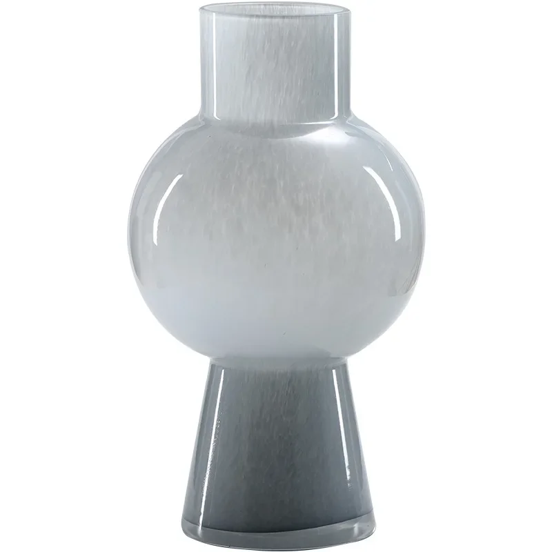 Cold smoke gray hydroponic glass vase ornament, home soft decoration model room decoration flower ware