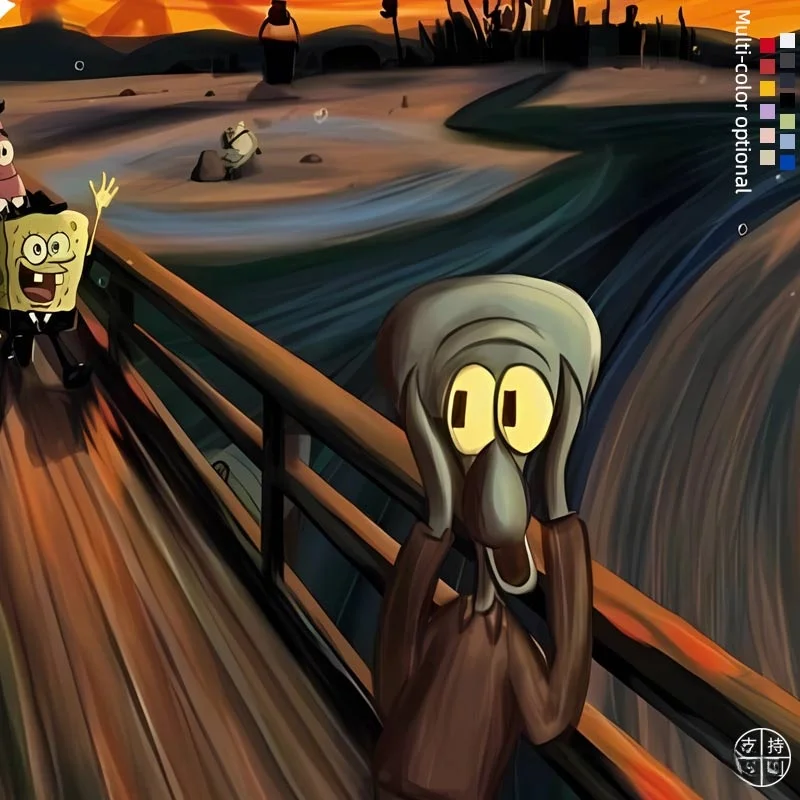 

Японская футболка с принтом Сквидварда и известной картиной Ван Гога, забавная, из чистого хлопка, летняя.