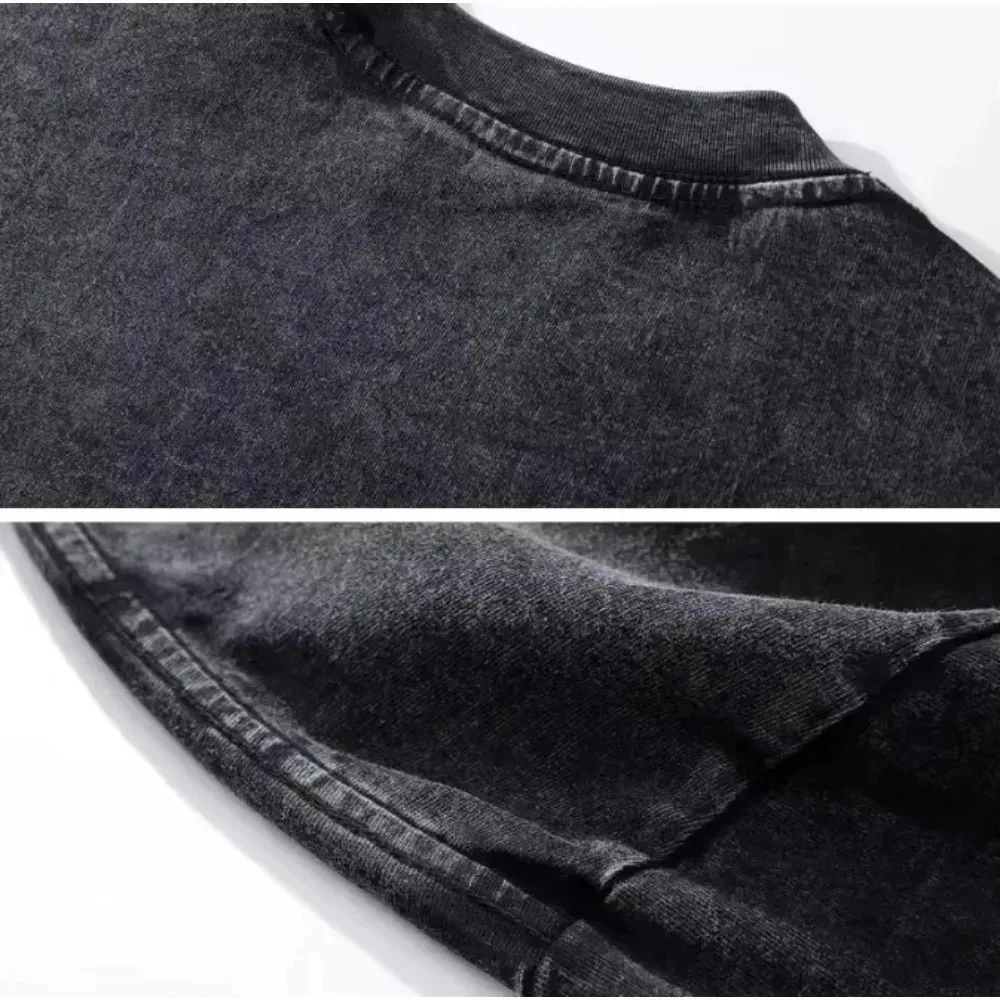 Demon Slayer Anime Oversized Washed T Shirt Unisex Vintage Gothic Graphic Print Short Sleeve Streetwear Summer Casual Fitness