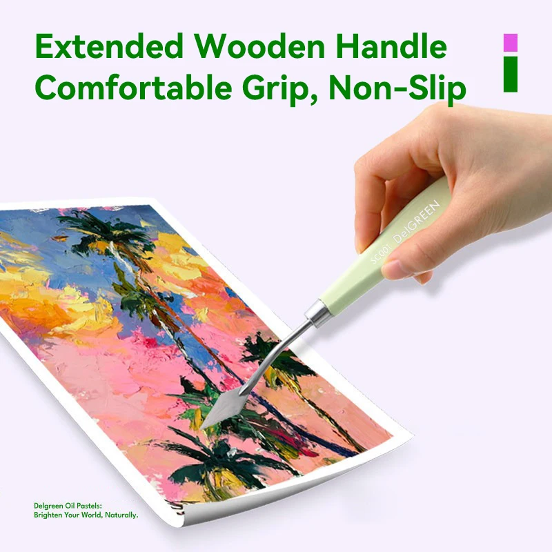 1Pc Art Oil Painting Scraper Stainless Steel Spatula Palette Knife Wooden Handle Palette Knife Set for Gouache Oil Painting Tool