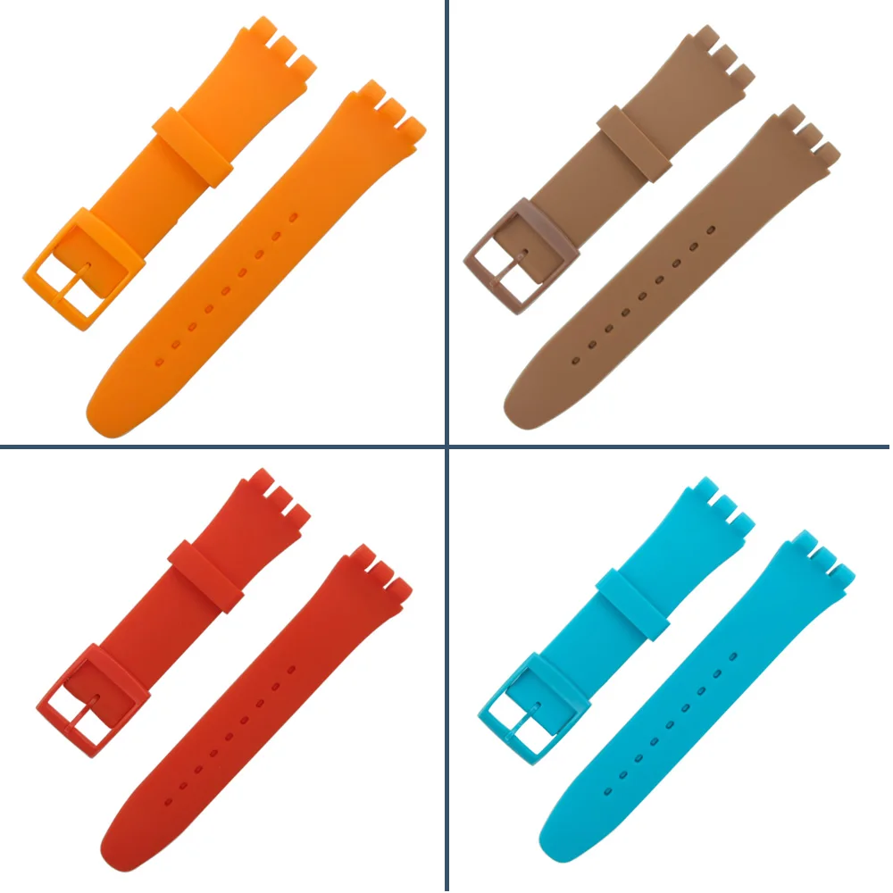 สีดำสำหรับ Swatch สายคล้องคอสำหรับ SWATCH นาฬิกาซิลิโคน 17 มม.19 มม.20 มม.ยาง Strap16MM นาฬิกาอุปกรณ์เสริม