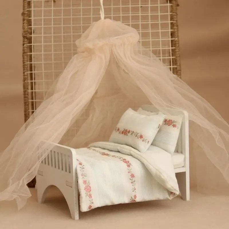 

Элегантная деревянная модель кровати, занавеска для кровати в масштабе 1:12, миниатюрная мебель для спальни для дисплея A2UB