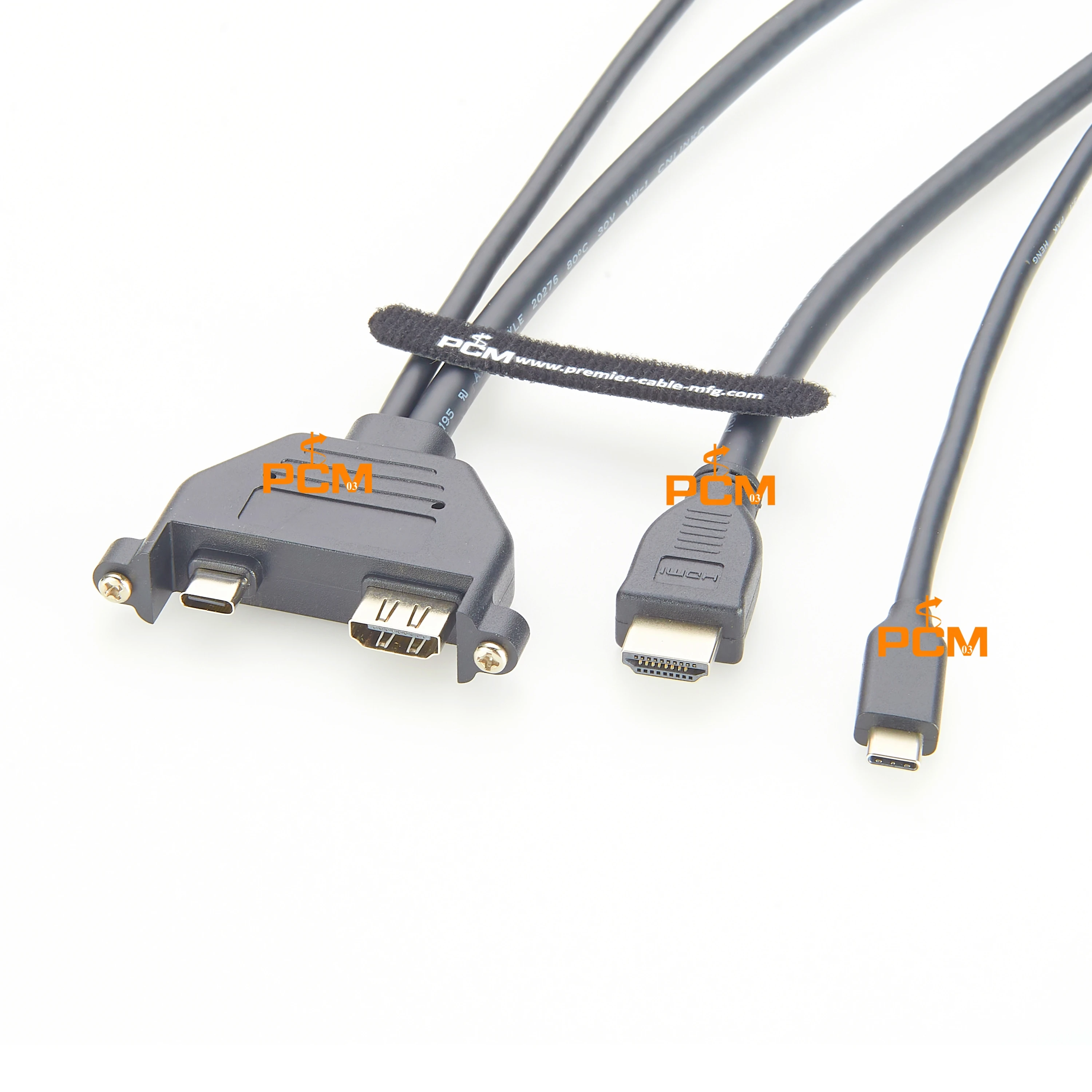 Panel Mount Dual Port HD Extension Cable 4K 60Hz HDR and USB 3.1 Gen 2 Type C PD100W Video Connector 10Gbps Data Cord 0.3m