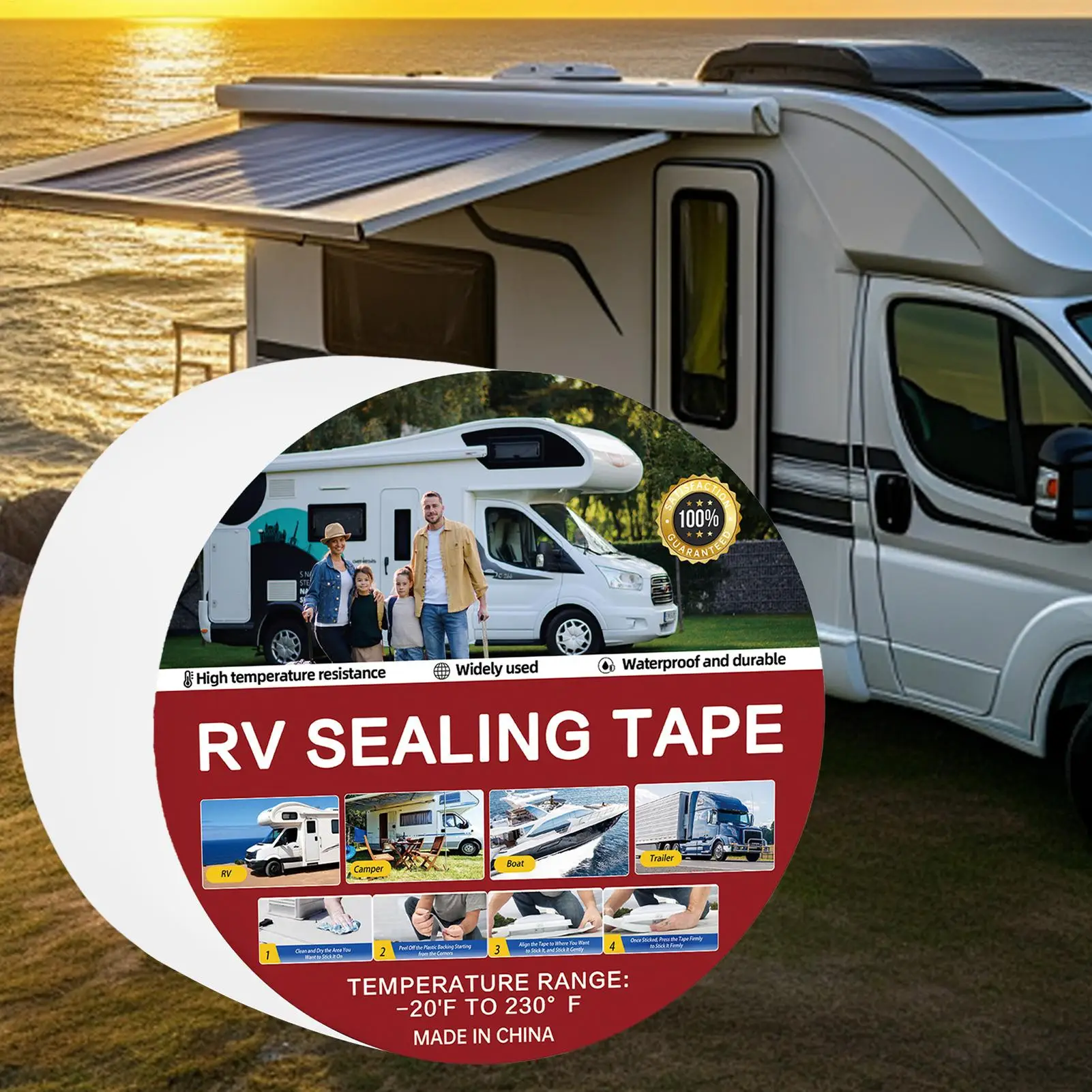 RV Sealant Tape White Waterproof UV&Weatherproof Sealant Roofing Tape For RV Repair Window Boat Sealing Camper Roof Leaks