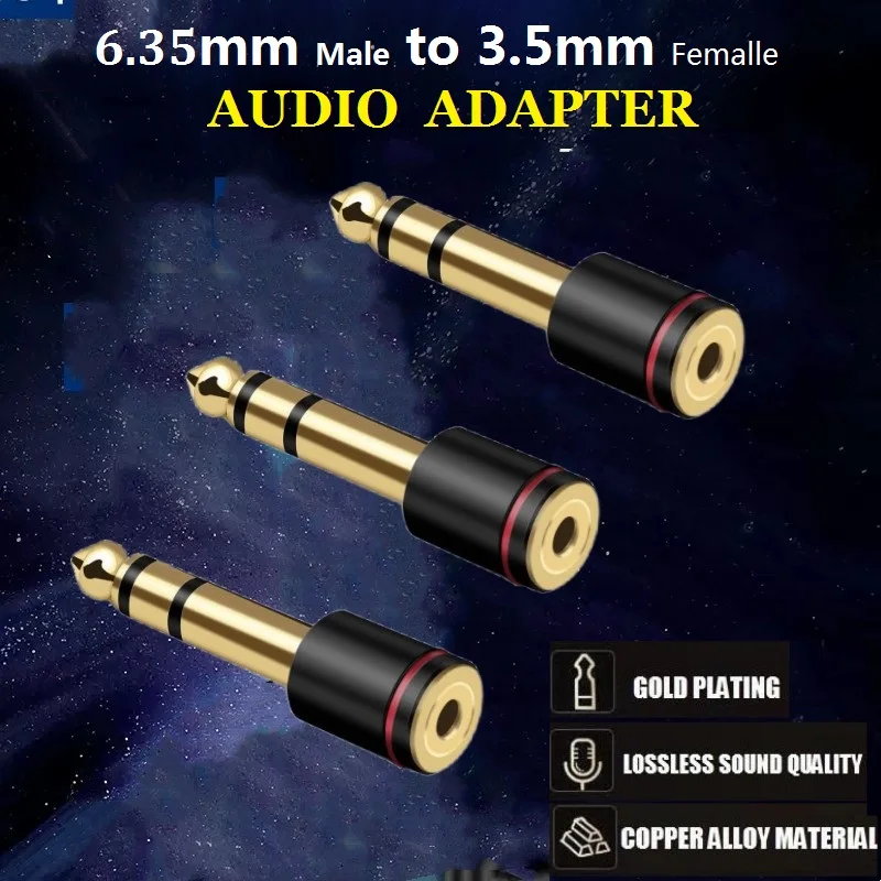 3PCS 1/4 นิ้ว 6.35 มม.ชาย 3.5 มม.อะแดปเตอร์เสียงสําหรับเครื่องขยายเสียงคอนโซลเปียโนกีตาร์หูฟังสเตอริโอ CONNECTOR