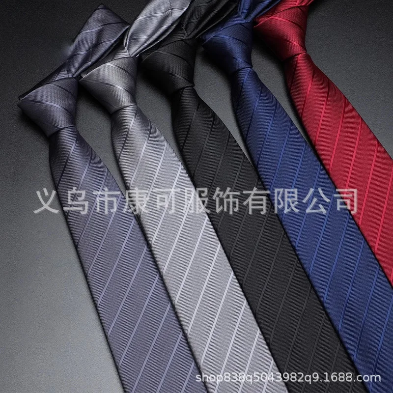 

New 8cm black gray tie, men's formal business professional wedding groom zipper hand striped wholesale