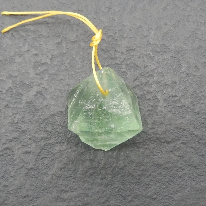 Natural Green Fluorite Pyramid Pendant Translucent Gemstone Jewelry Piece for Translucent Jewelry Collection 27mm-12.3g