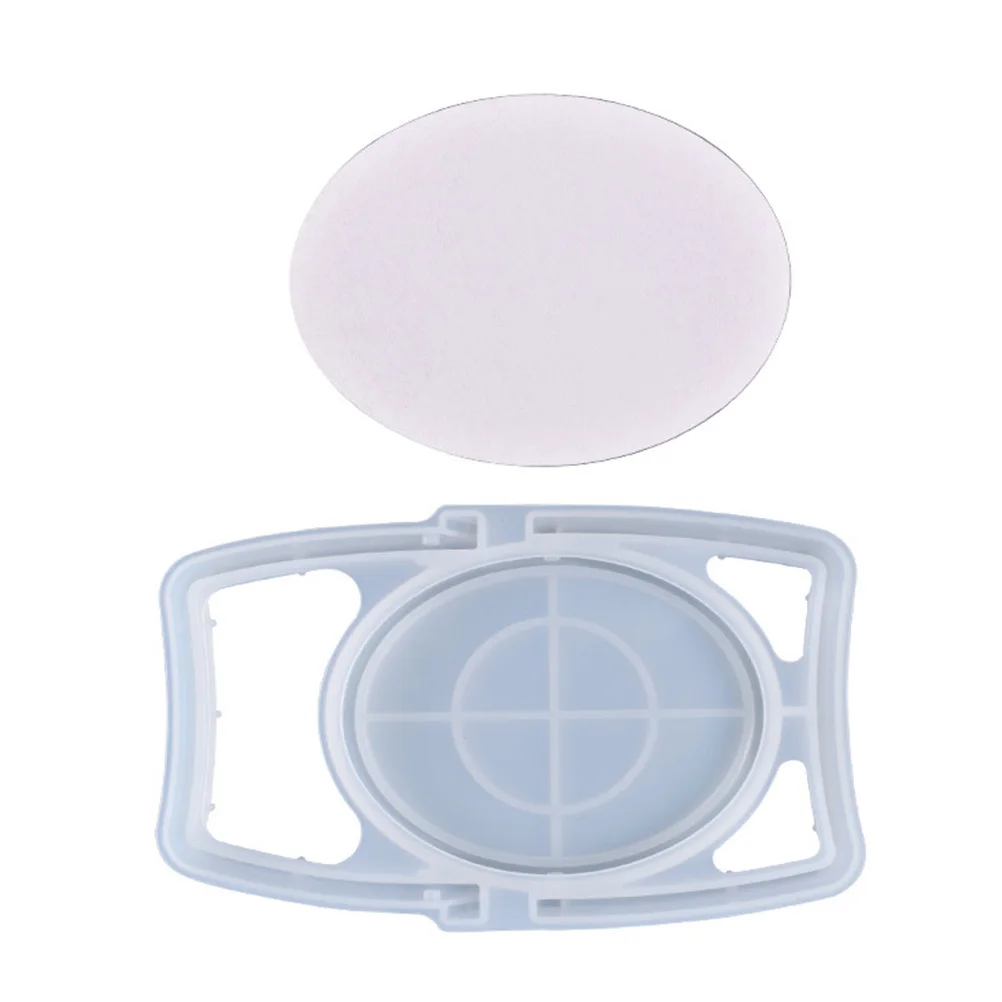 1 مجموعة البيضاوي سطح المكتب مرآة العفن عالية الجودة سيليكون غير عصا مرآة لوضع مساحيق التجميل العفن DIY كريستال الايبوكسي صب صينية قابلة لإعادة الاستخدام هدية