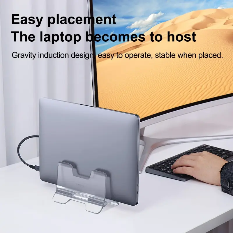 Hagibis Vertical Laptop Stand Transparent Desktop Gravity Holder Notebook Support For MacBook Pro Air Surface Book Laptops