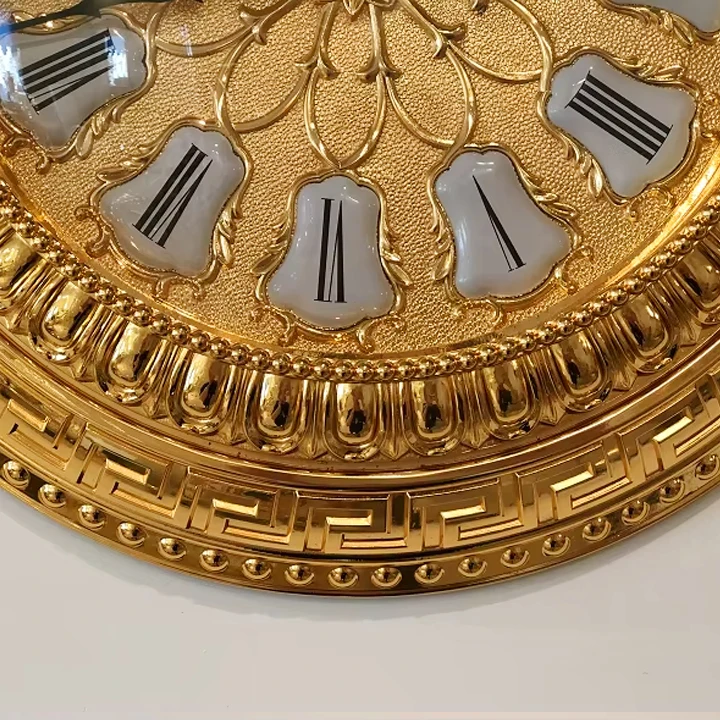 Wall Clock Luxury Home Decoration Design Style Living Room Large Brass Custom 24K Golden Wall Clock