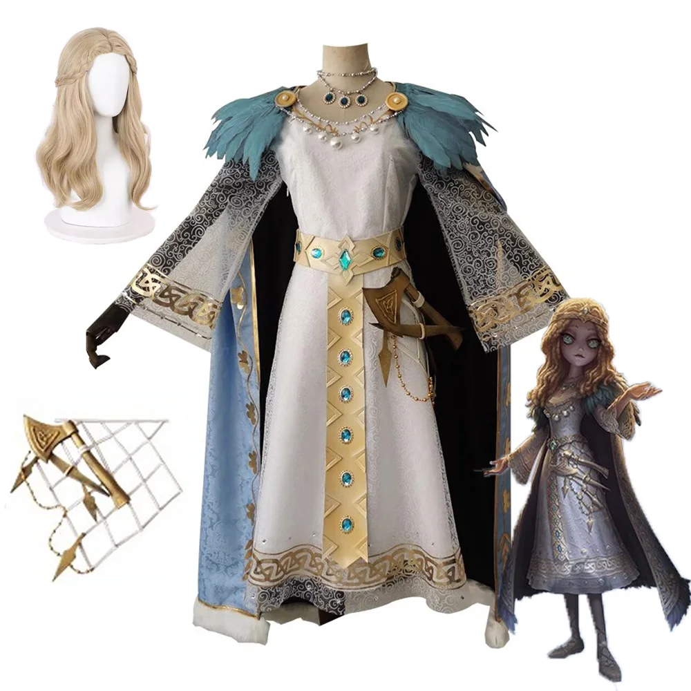 

Anime! Identity V Ada Mesmer Heron's Wing Game Suit Women Elegant Dress Uniform Cosplay Costume Halloween Party Full Set of Wig