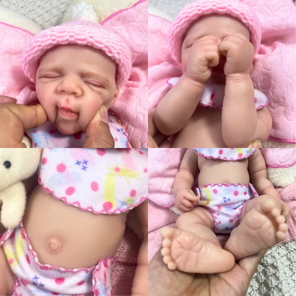 미니 13 인치 페인트 된 다시 태어난 실리콘 아기 인형 Pascale 프로토 타입 전체 고체 실리콘 빨 수있는 소녀 인형 장난감 선물