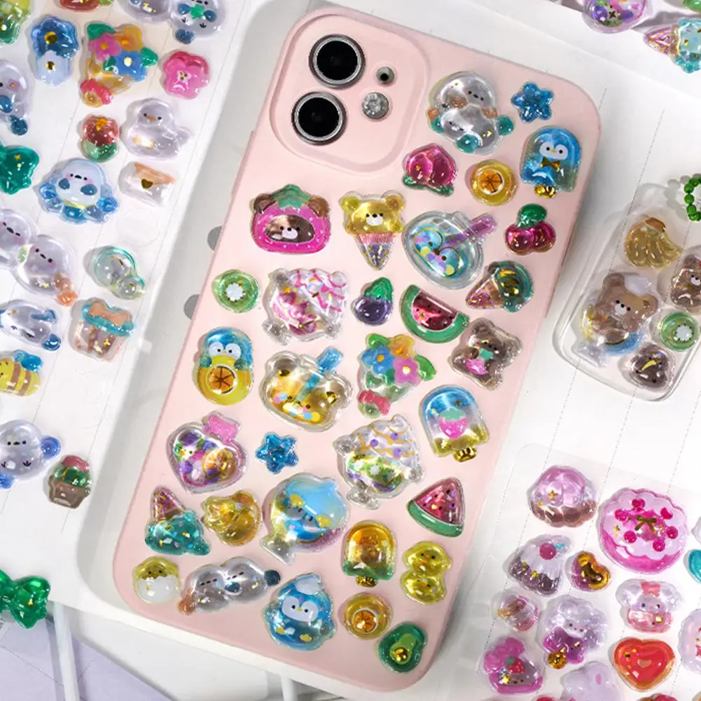 3D Relief Jelly Cartoon Journal Sticker Colorful Kids Stickers Girls Birthday Gifts Animal Candy Sticker Scrapbook Decoration